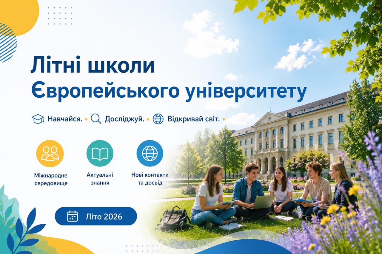 ЗАПРОШУЄМО ДО ЛІТНІХ ШКІЛ ЄВРОПЕЙСЬКОГО УНІВЕРСИТЕТУ - 2026!